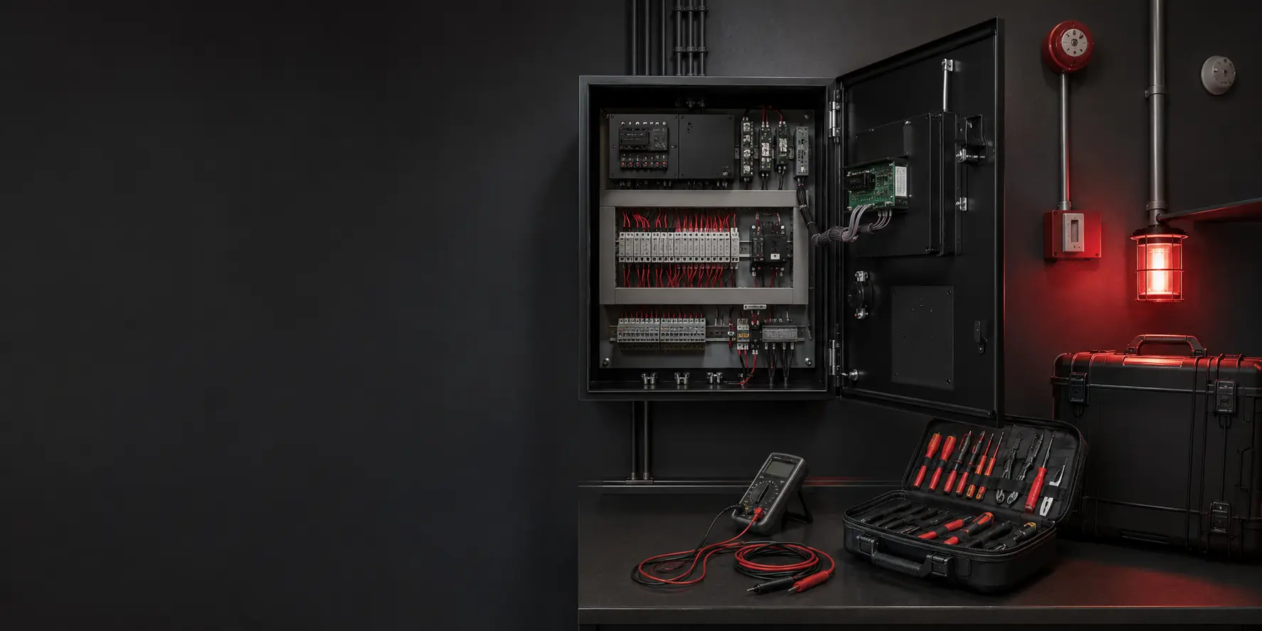 Fire and security system maintenance equipment in a commercial building