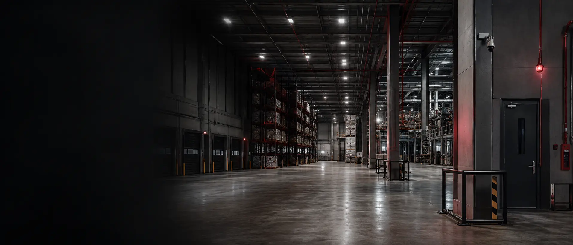Large commercial and industrial premises protected by fire and security systems
